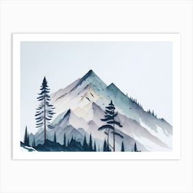 Mountain And Forest In Minimalist Watercolor Horizontal Composition 158 Art Print