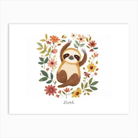 Little Floral Sloth 3 Poster Art Print