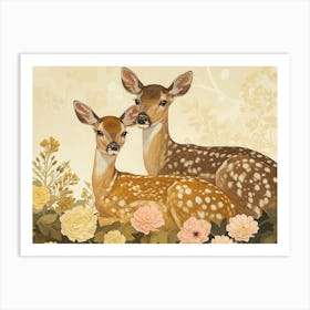 Floral Animal Illustration Deer 6 Art Print