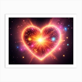 A Colorful Glowing Heart On A Dark Background Horizontal Composition 33 Art Print