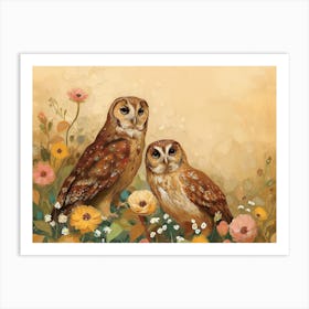 Floral Animal Illustration Owl 1 Art Print