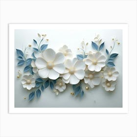 3d Artwork Illustration Flowers White Art Print