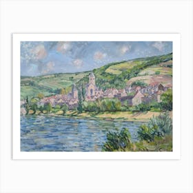 Tranquil Waterside Abode Painting Inspired By Paul Cezanne Art Print