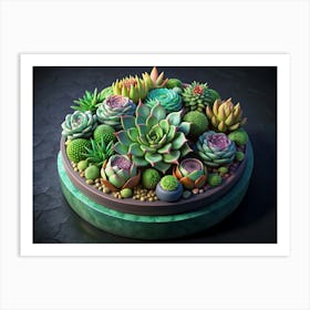 Variety Of Succulents In A Circular Arrangement Art Print