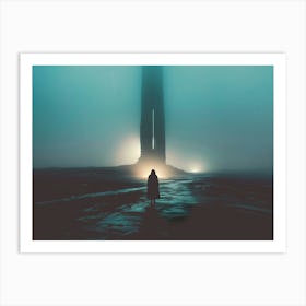 Vast Foggy Desert Monolith | The Art of Solitude Art Print