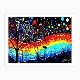 New Years Eve Inspired - Rainbow Trees Art Print