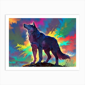 Rainbow Wolf 1 Art Print