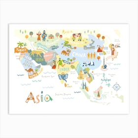 Asia Map Art Print