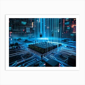 Advanced Cybersecurity Concept Visualized By A Thick Lens Of Intertwined Metallic Wires Representing (2) Art Print