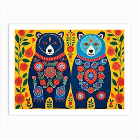 Bear 1 Folk Style Animal Illustration Art Print