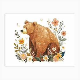 Little Floral Grizzly Bear 1 Art Print