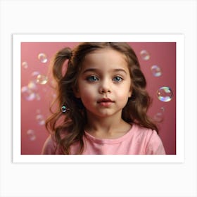 Little Girl Blowing soap Bubbles 3 Art Print