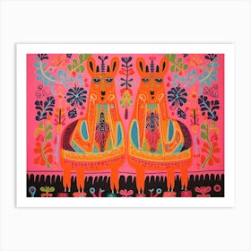 Llama 1 Folk Style Animal Illustration Art Print