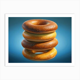 Stack Of Freshly Baked Bagels Art Print