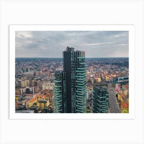 Stampa Italia, Skyscrapers aerial view Art Print