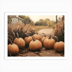 Pumpkins On The Road Art Print