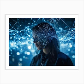 Cybernetic Abstract Network Portrait Envisioning A Futuristic Web Of Connections Where Luminous Dot 2 1 Art Print