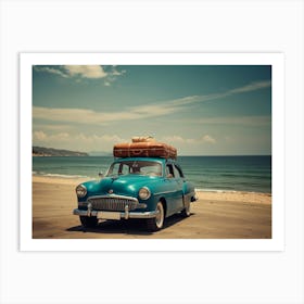 Vintage Car On The Beach 2 Art Print