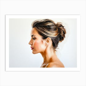 Side Profile Of Beautiful Woman Oil Painting 66 Art Print