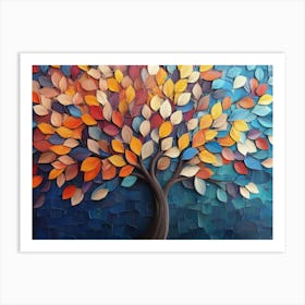 Butterflies Tree Art with Hanging Leaves Art Print