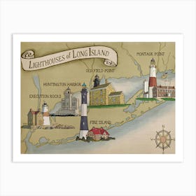 Lighthouses Of Long Island Art Print