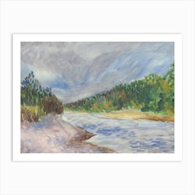 Summer River - landscape nature impressionism hand painted brushstrokes Art Print