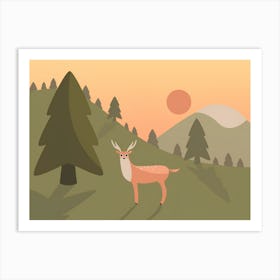 Deer In The Forest 13 Art Print