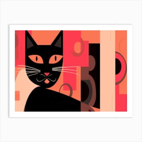 Abstract Black Cat Art Print