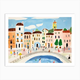 Padua Italy Cute Watercolour Illustration 3 Art Print