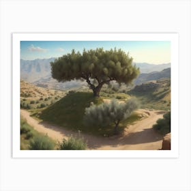 Olive Trees Spanning The Hilly Terrain Art Print