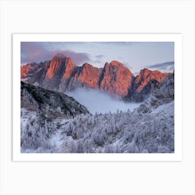 Winter Sunset In The Mountains Art Print