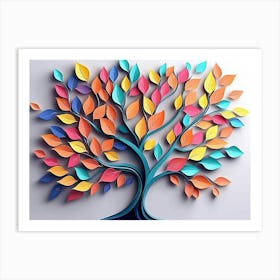 Colorful Tree with Leaves on Hanging Branches 9 Art Print