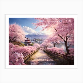 Sakura and Fuji: A Springtime Stroll in Japan Art Print