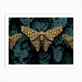 Butterfly Pattern Pixel Art Art Print