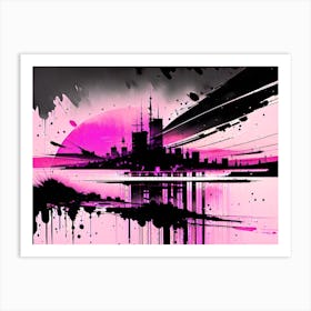Pink City Skyline 1 Art Print