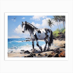 A Horse Oil Painting In Maui Beaches Hawaii, Usa, Landscape 3 Art Print