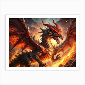 Dragon In Flames 1 Art Print