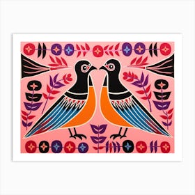 Magpie 1 Folk Style Animal Illustration Art Print