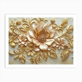 Gold Floral Wall Art Art Print