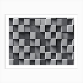 3d Gray Squares Art Print