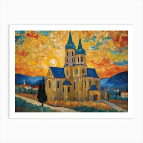 Church At Sunset Art Print