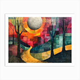 Sunset Path, Cubism Art Print