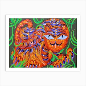 Funny tiger illustration Art Print