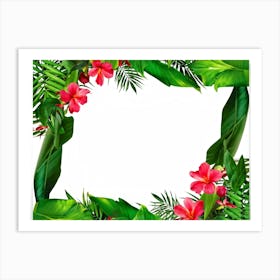 Abstract Tropical Floral Frame Intertwining Vines And Vibrant Blossoms Used As A Creative Design E (4) Art Print