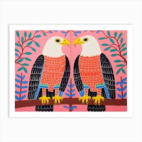 Bald Eagle 3 Folk Style Animal Illustration Art Print