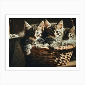 Kittens In A Basket 1 2 Art Print