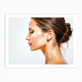 Side Profile Of Beautiful Woman Oil Painting 81 Art Print