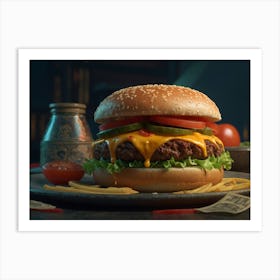 Default Juicy Cheesburger Display Gross Experimental Characte 1 Art Print