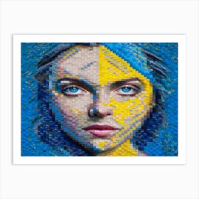 Ukrainian women against the war. Mosaic art. Art Print