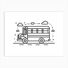 School Bus Vector Illustration Art Print